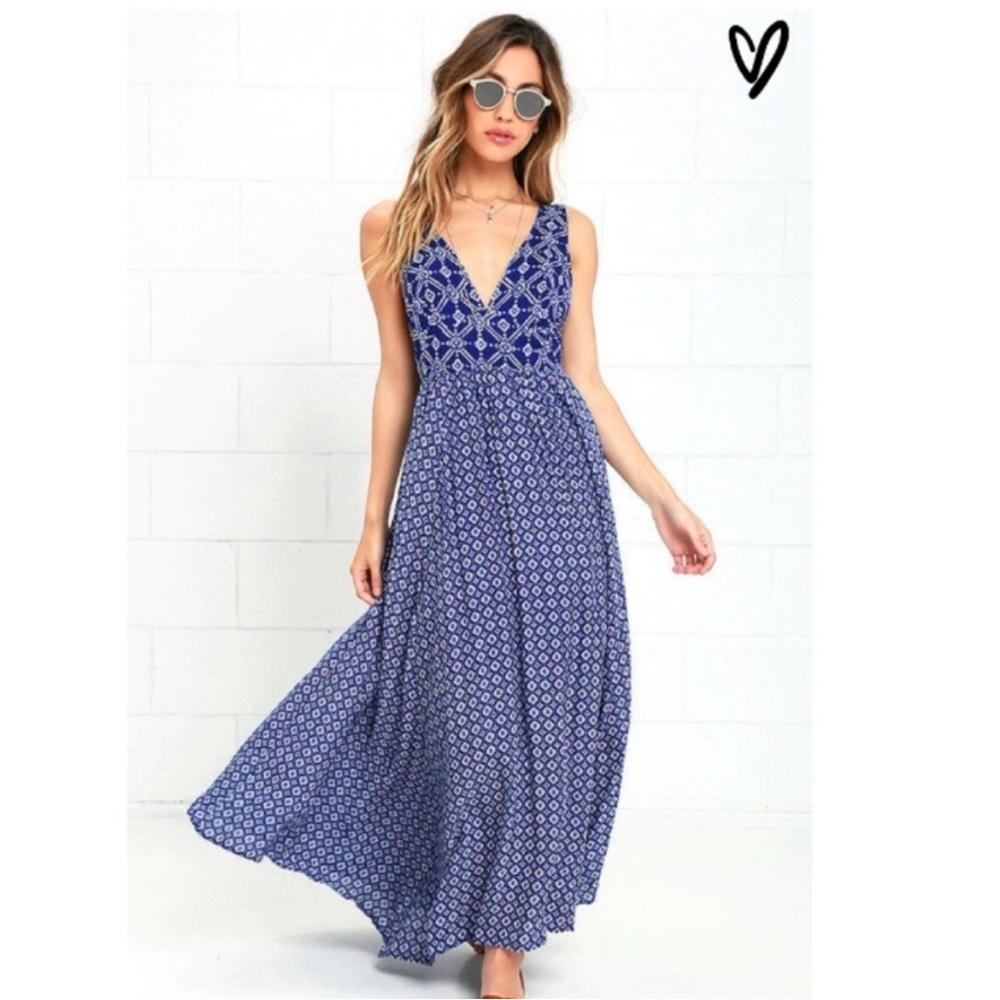 Lulu's Coastal Composure Maxi Dress Size XS